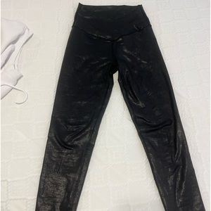 AERIE cross waist band faux leather/ shine legging